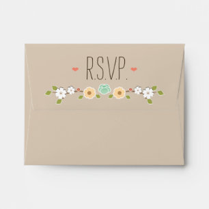 Mint Rustic Floral Boho RSVP Wedding Envelope
