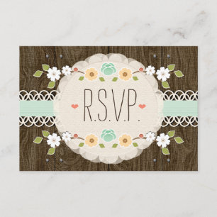 MINT RUSTIC FLORAL BOHO WEDDING RSVP CARD