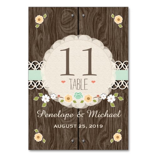 MINT RUSTIC FLORAL BOHO WEDDING TABLE NUMBER CARDS