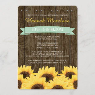 MINT RUSTIC SUNFLOWER BRIDAL SHOWER INVITATION