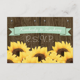 MINT RUSTIC SUNFLOWER RSVP CARD