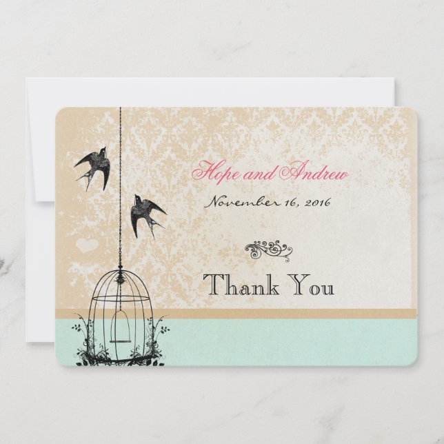 Mint Rustic Vintage Birdcage Wedding Invitations (Front)