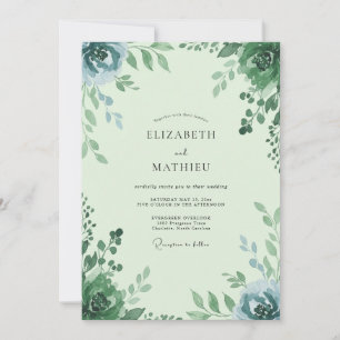 Mint Sage Foliage Eucalyptus Wedding Invitation