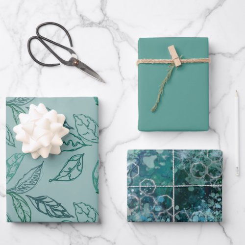 Mint Sage Teal Greens Wrapping set Wrapping Paper Sheets