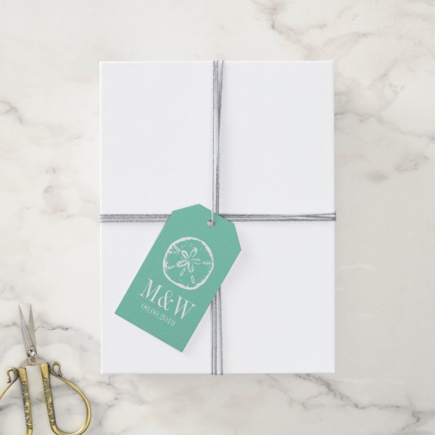 Mint Sand Dollar Beach Wedding Favor Gift Tags