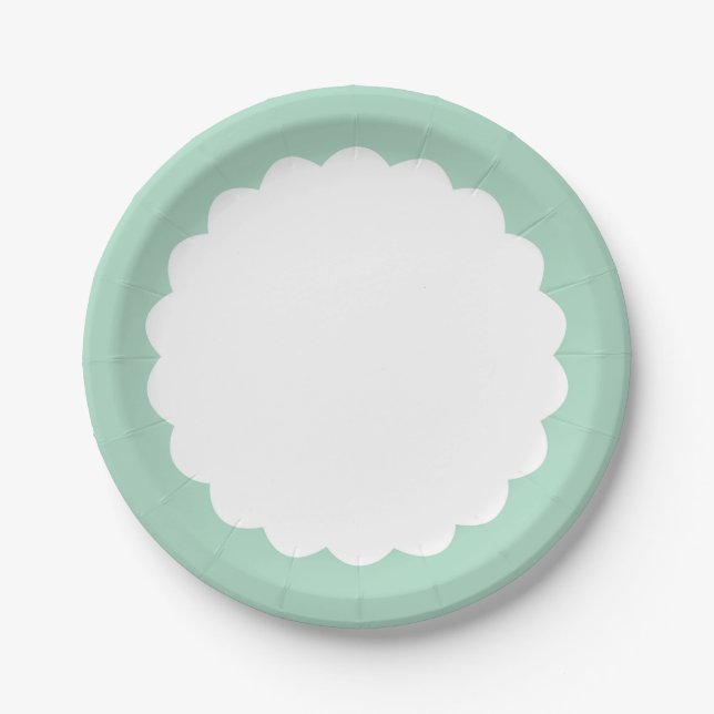 Mint Scallop - Personalizable Paper Plates (Front)