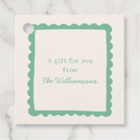 Mint Scalloped Frame Custom Family Gift Message