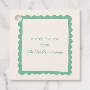 Mint Scalloped Frame Custom Family Gift Message Favor Tags