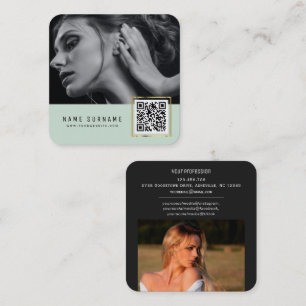 Mint scannable barcode QR code photo  Square Business Card