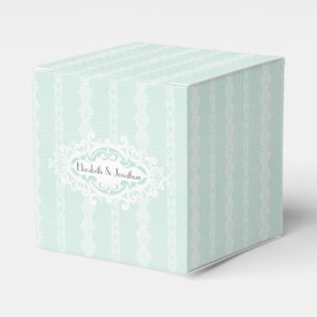 Mint Scrolls And Ribbons Wedding Favor Boxes by grnidlady at Zazzle
