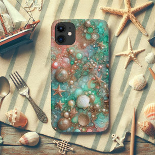 Mint Seafoam And Gold Glitter Starfish iPhone 11 Case
