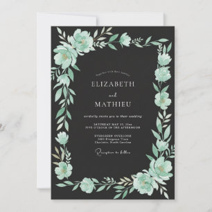 Mint Seafoam Flower Eucalyptus Wedding Invitation
