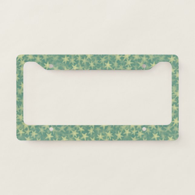 Mint Seafoam Starry Pattern License Plate Frame (Front)