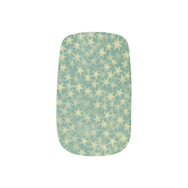 Mint Seafoam Starry Pattern Minx Nail Art (Left Thumb)
