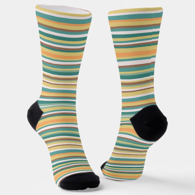 Mint Seamless Geometric Stripes Lines  Socks (Angled)