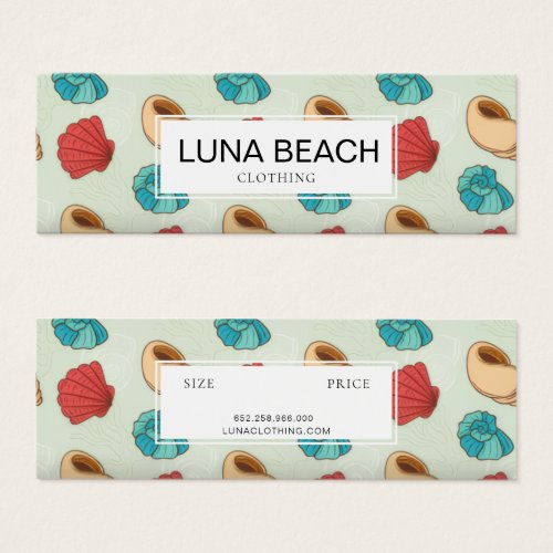 Mint Seashell Pattern Clothing Label Hang Tag