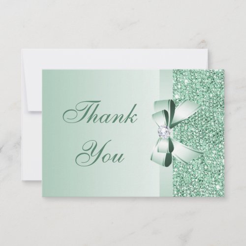 Mint Sequins Bow  Diamond Thank You Wedding