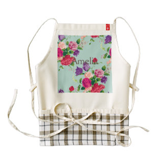 mint,shabby chic,girly,trendy,vintage,roses,floral zazzle HEART apron