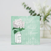 Mint Shabby Chic Jar & Hydrangea Bridal Shower Invitation (Standing Front)