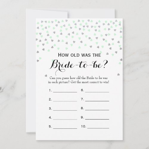 Mint Silver 2x Bridal Shower Game How Old  Advice