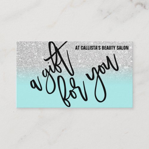 Mint Silver Glitter Typography Gift Certificate