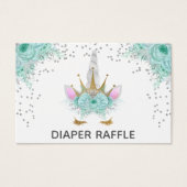 Mint, Silver & Gold Unicorn Princess Diaper Raffle (Front)