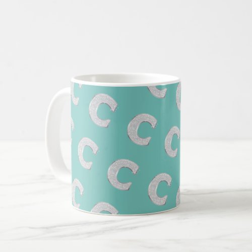 Mint Silver Letter C Coffee Mug