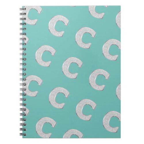 Mint Silver Letter C Notebook