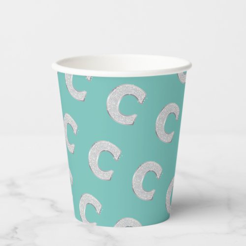 Mint Silver Letter C Paper Cups