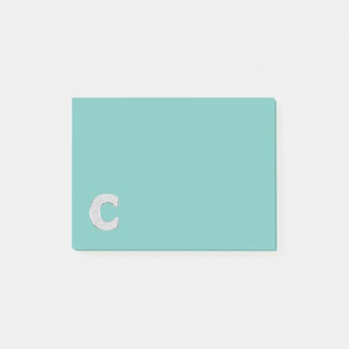 Mint Silver Letter C Post_it Notes