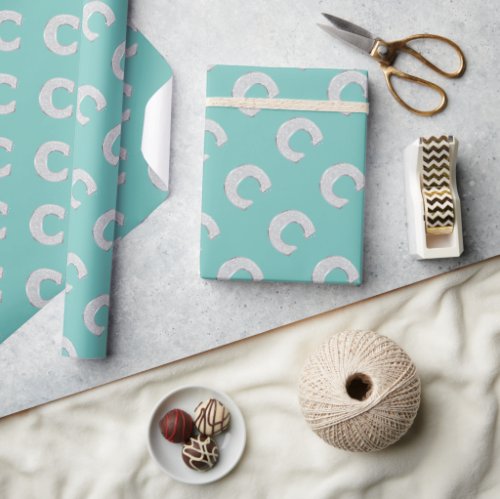 Mint Silver Letter C Wrapping Paper