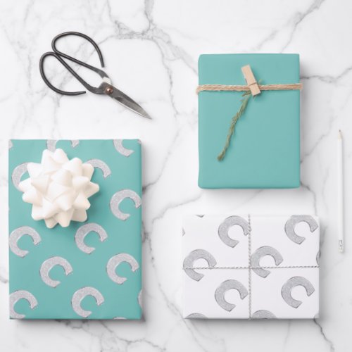 Mint Silver Letter C Wrapping Paper Sheets