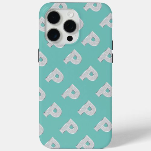 Mint Silver Letter P iPhone 15 Pro Max Case