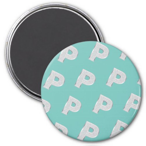 Mint Silver Letter P Magnet