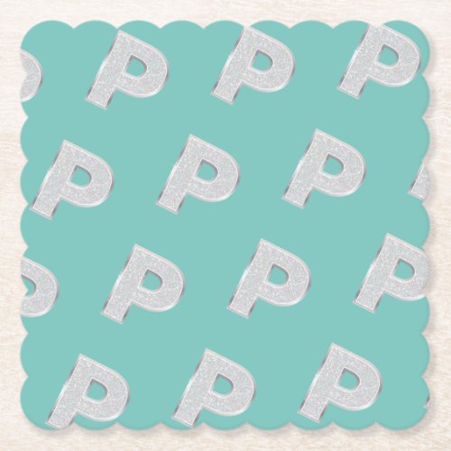 Mint Silver Letter P Paper Coaster