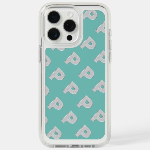 Mint Silver Letter P iPhone 15 Pro Max Case