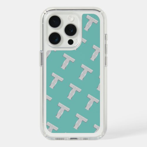 Mint Silver Letter T iPhone 15 Pro Case