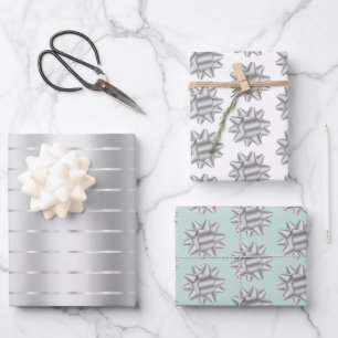 Mint Silver Ribbon Bow Bridal Shower Wrapping Paper Sheets
