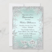 Mint Silver Tiara Snowflake Sparkle Quinceanera Invitation (Back)