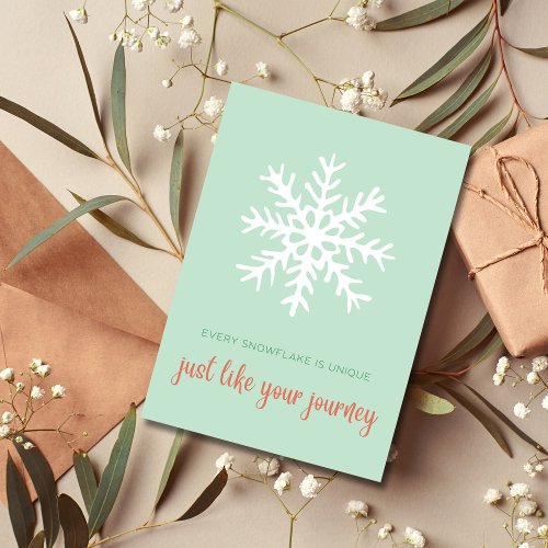 Mint Simple Addiction Recovery Support Christmas Thank You Card