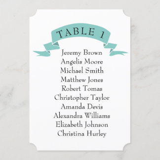 Mint simple wedding seating chart. invitation