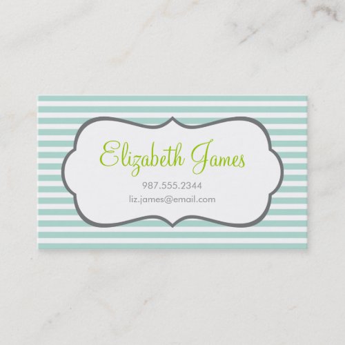 Mint Skinny Stripe Business Card Templates