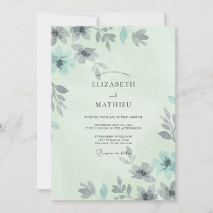 Mint Slate Painted Wedding Invitation