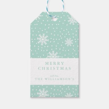 Mint Snowflake Christmas Gift Tags by cranberrydesign at Zazzle