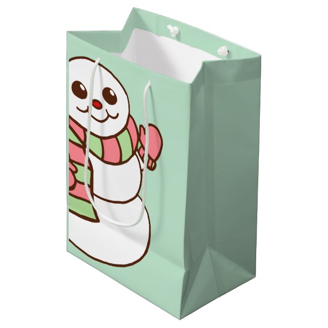 Mint Snowman Gift Bag (Front Angled)