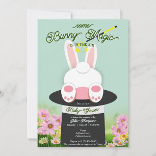 Mint Some Bunny Magic Hat Trick Garden Baby Shower Invitation
