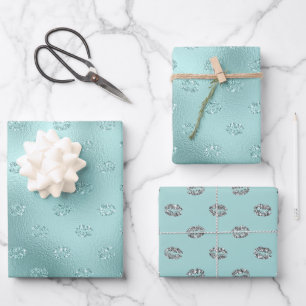 Mint Sparkle Lips XOXO Birthday Wrapping Paper Sheets