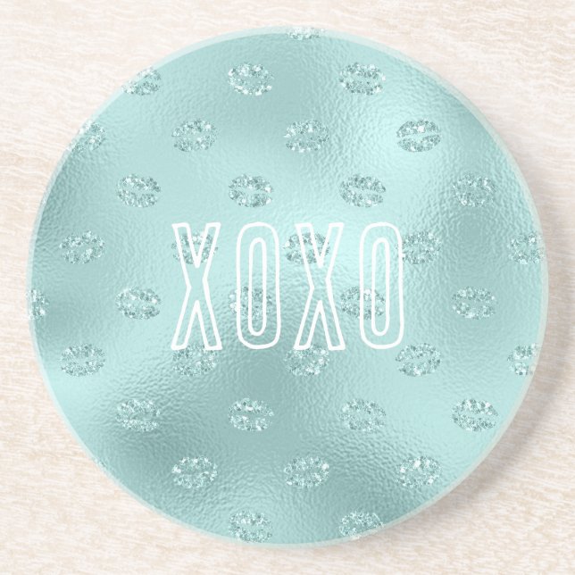 Mint Sparkle Lips XOXO Coaster (Front)