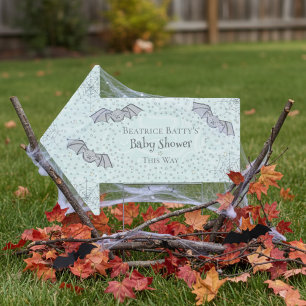 Mint Spooky Cute Baby Shower Arrow Sign