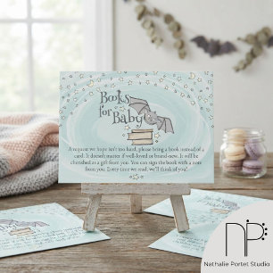 Mint Spooky Cute Bats Books for Baby Baby Shower Enclosure Card